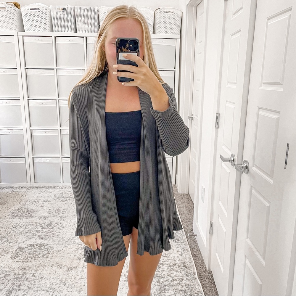 NEW Eileen Fisher Bark Jacket Ribbed Cardigan - Picture 2 of 9